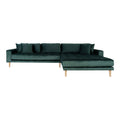 Lido Lounge Sofa - højrevendt i mørkegrøn velour
