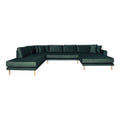 Lido U-Sofa Åben Ende - højrevendt i mørkegrøn velour