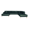 Lido U-Sofa Åben Ende - venstrevendt i mørkegrøn velour